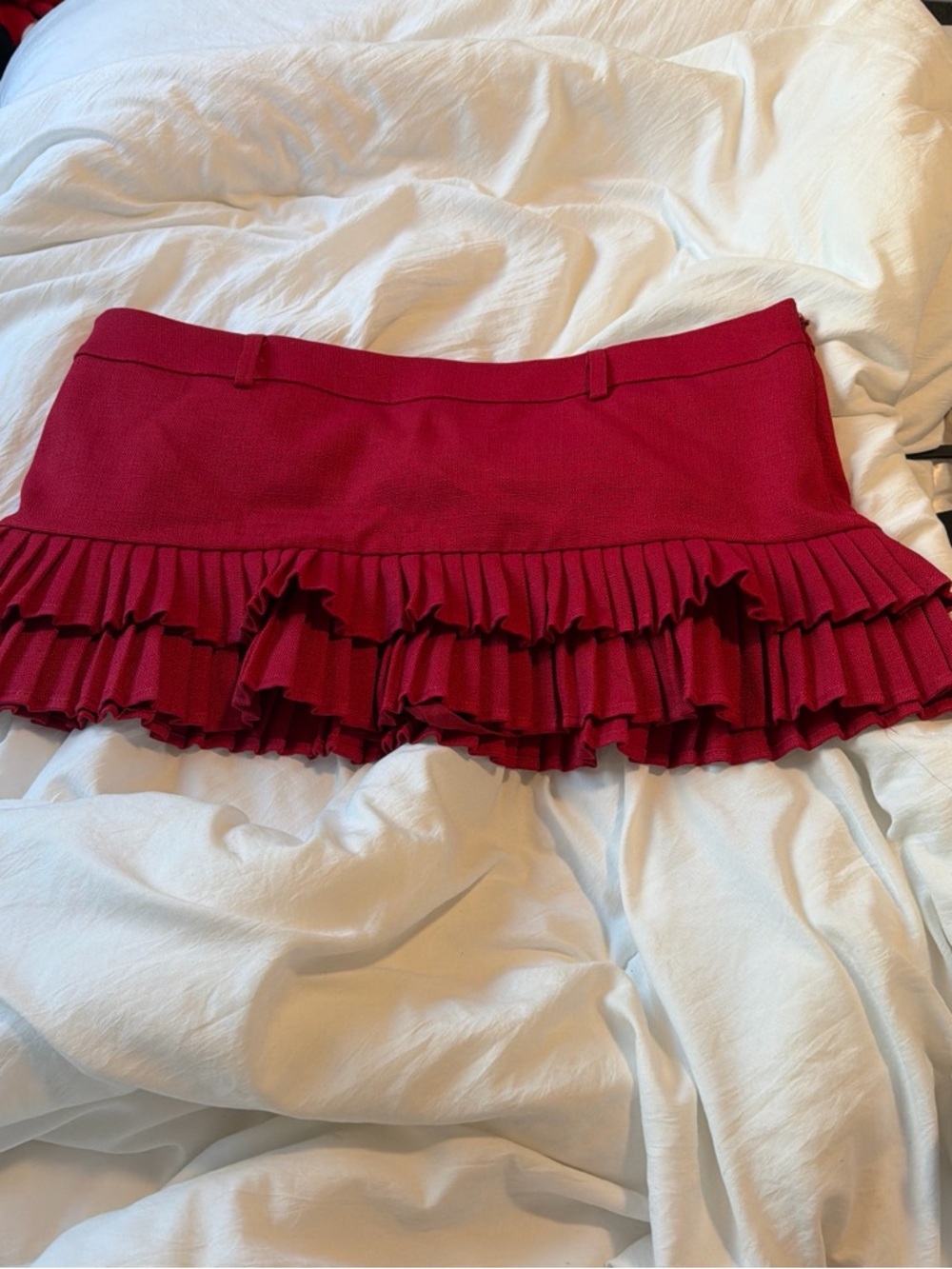 Lioness Red Ruffled Mini Skirt